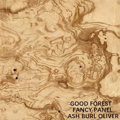 Verlengde Grootte Buitensporig Natuurlijk Ash Burl Oliver Wood Veneer Book Match die voor Hoteldecoratie ISO verbinden