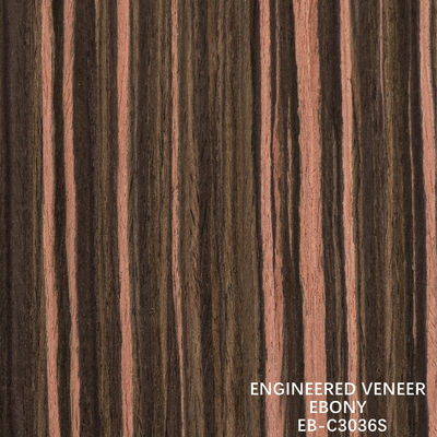 Kunstmatige ebony hout fineer verticale graan rode kleur 2200-3100mm lengte voor hotel decoratie