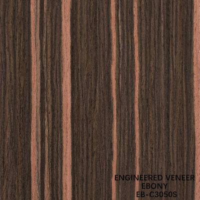 Kunstmatige ebony hout fineer verticale graan rode kleur 2200-3100mm lengte voor hotel decoratie