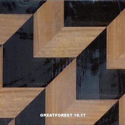 Artistiek Parket hout Veneer Symmetrische collage Geometrisch patroon Rijk aan kleur Houten schilderij 0,55 mm