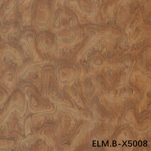Recon Wood Veneer Of Elm Burl ELM.B-X5008 Ring Graan Bruin Kleur 0.13-0.35mm Dikte Voor Hotel Decoratie
