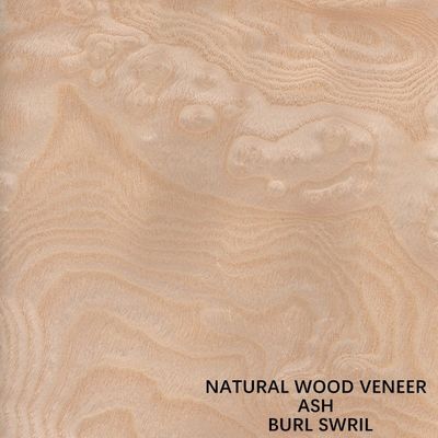 FSC Natuurlijk Wit Ash Burl Veneer Spiral Pattern Grain een Rang voor dikte 0.50.55mm van de Hoteldecoratie